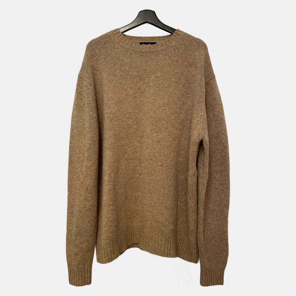 Eddie Bauer Mens XXL Lambswool Crewneck Sweater Heathered Brown Tan Pullover Y2K